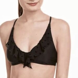 Ella Moss Black Ruffled Bikini Halter Top